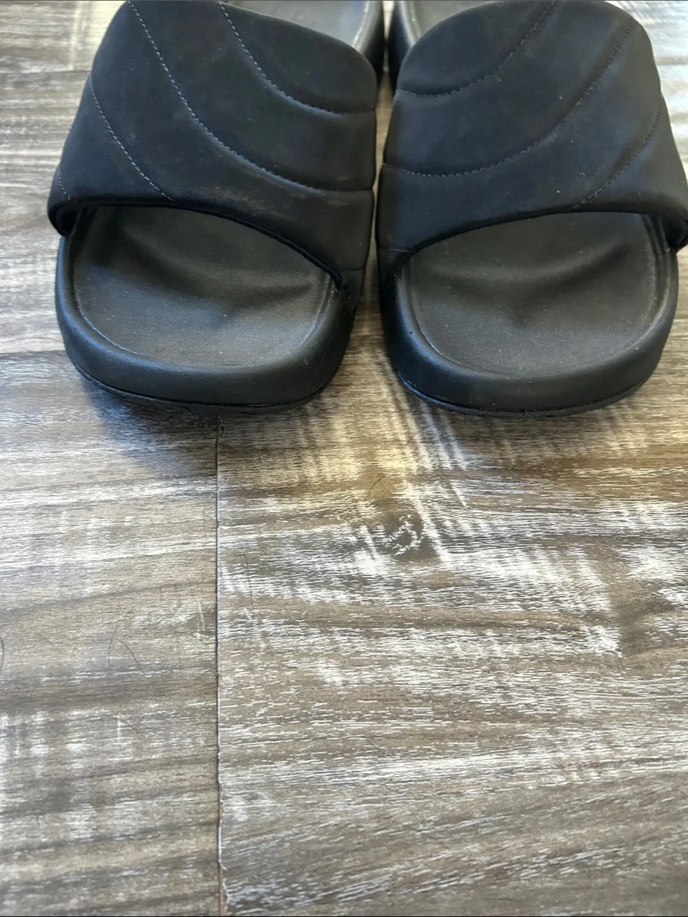 lululemon athletica Black Quilted Slide Sandals